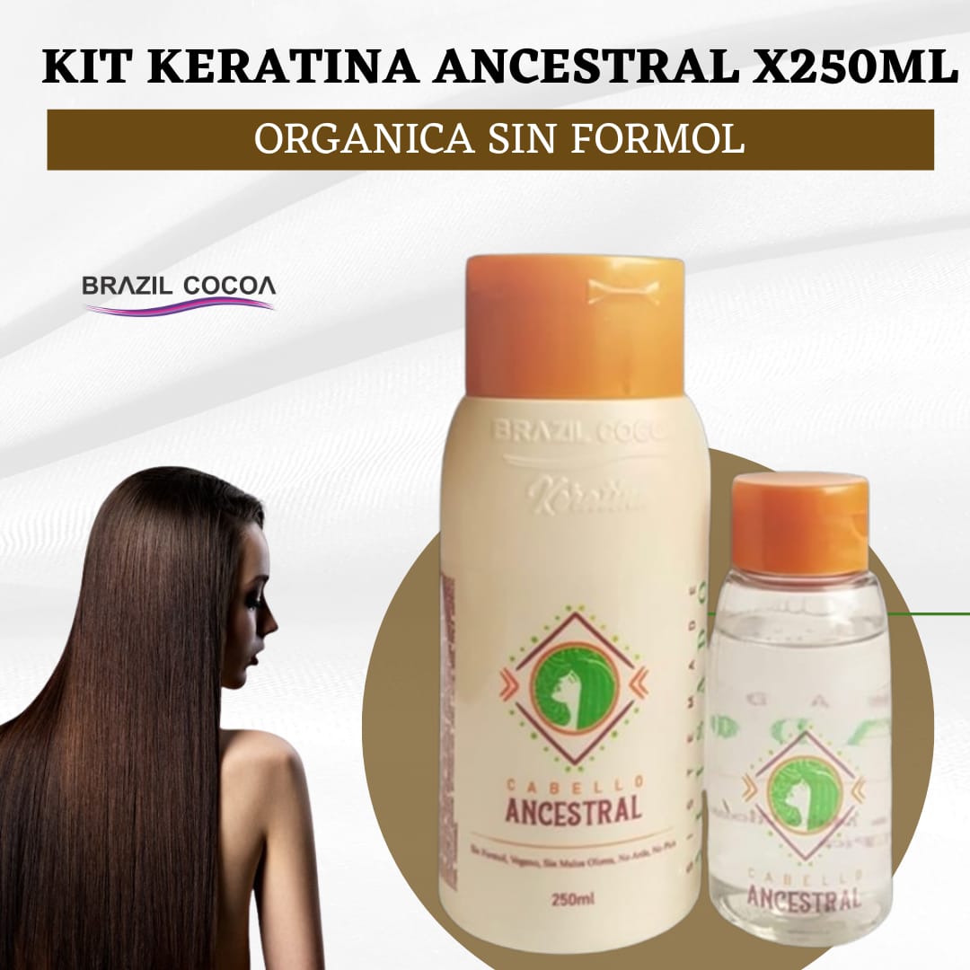 KIT KERATINA ANCESTRAL X250ML (Alcanza de 2 a 4 alisados)