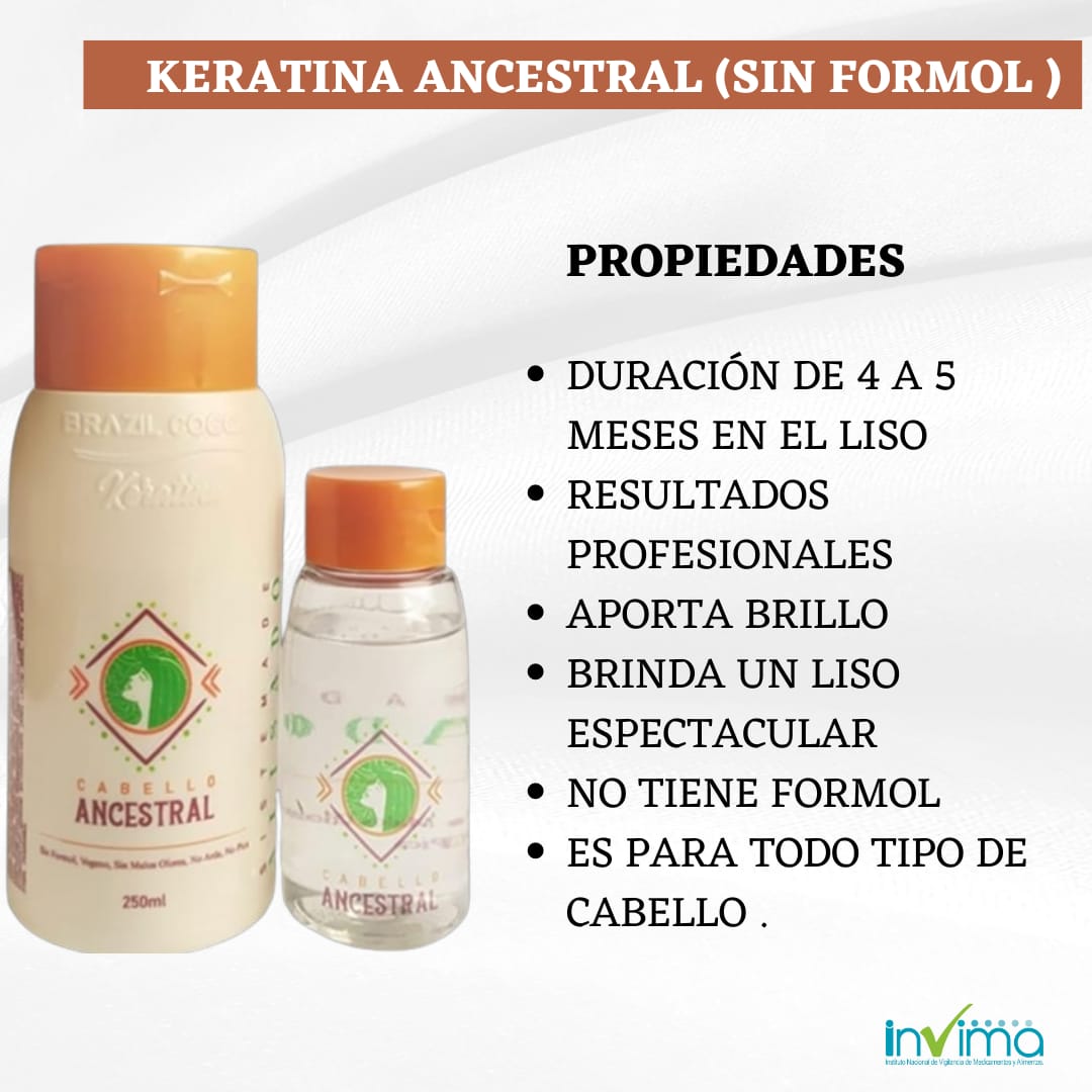 KIT KERATINA ANCESTRAL X250ML (Alcanza de 2 a 4 alisados)