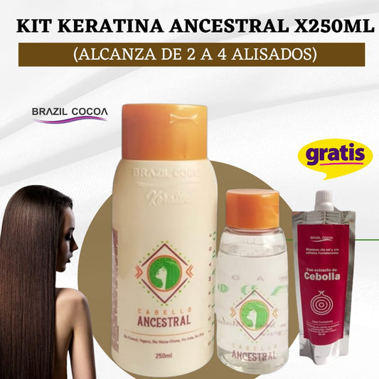 KIT KERATINA ANCESTRAL X250ML (Alcanza de 2 a 4 alisados)